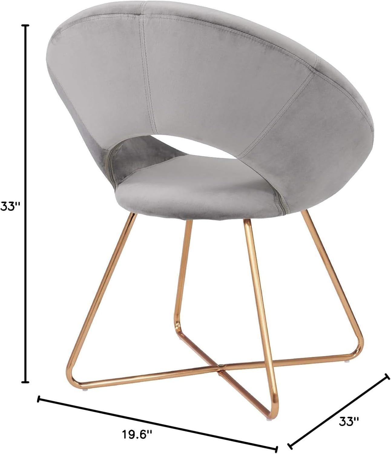 Modern Accent Velvet Chairs Dining Chairs Single Sofa Comfy Upholstered Arm Chair Living Room Furniture Mid-Century Leisure Lounge Chairs with Golden Metal Frame Legs 1 PCS Grey