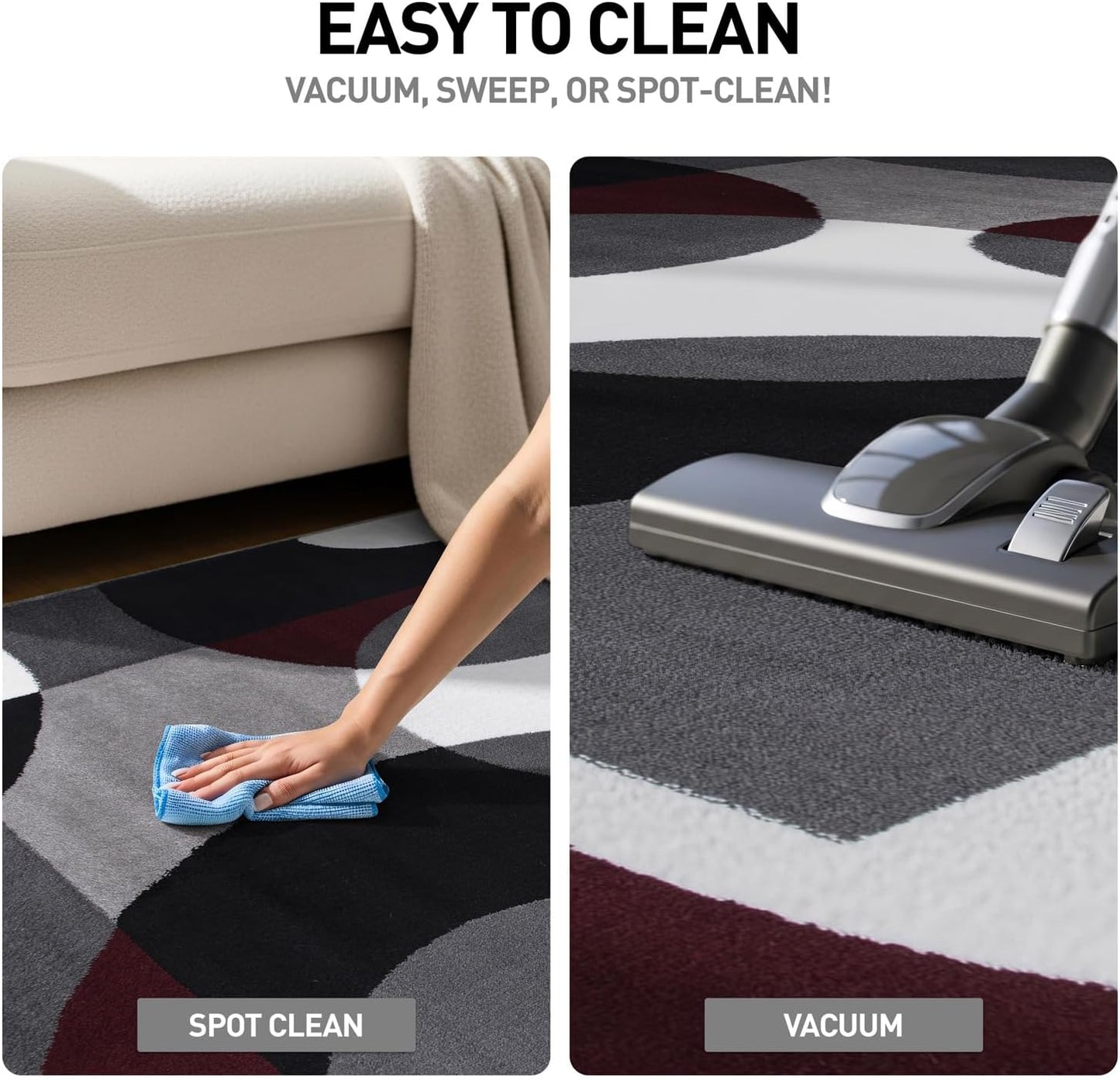 Modern Circles Carpet Easy Maintenance for Home Office,Living Room,Bedroom,Kitchen Soft Runner Rug 2' X 7'2" Burgundy