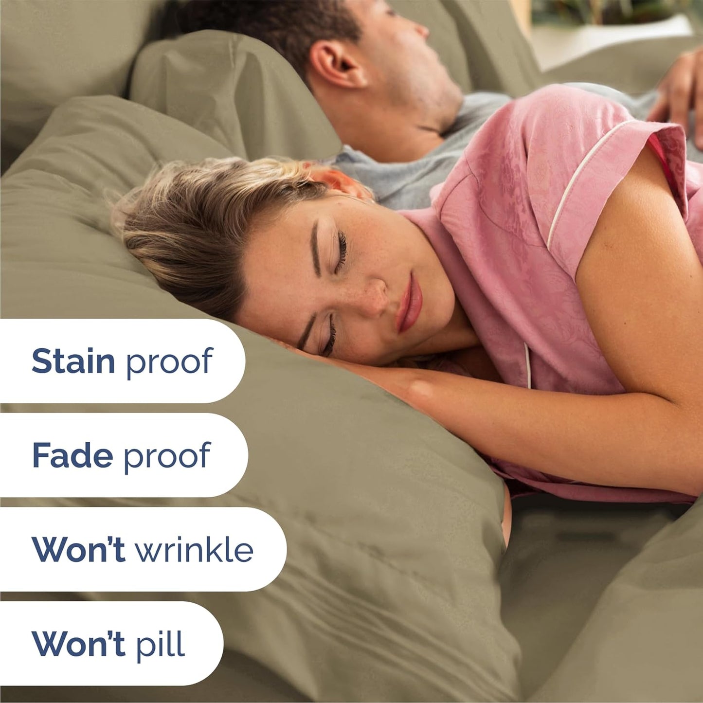 Queen Size Sheet Set - 4 Piece Set - Hotel Luxury Bed Sheets - Extra Soft - Deep Pockets - Easy Fit - Breathable & Cooling Sheets - Wrinkle Free - Comfy – Khaki Bed Sheets - Queen Sheets